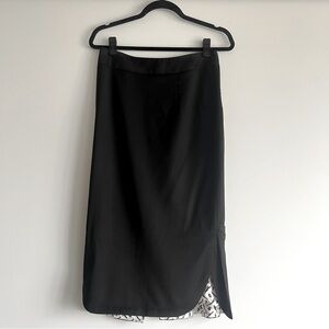 L.A.M.B. Vintage Gwen Stefani Black Wool Pencil Skirt Pleated Trumpet Hem Size 8